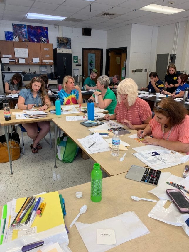 Art teachers making art.