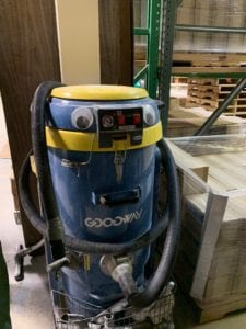 large shop vac with huge google eyes