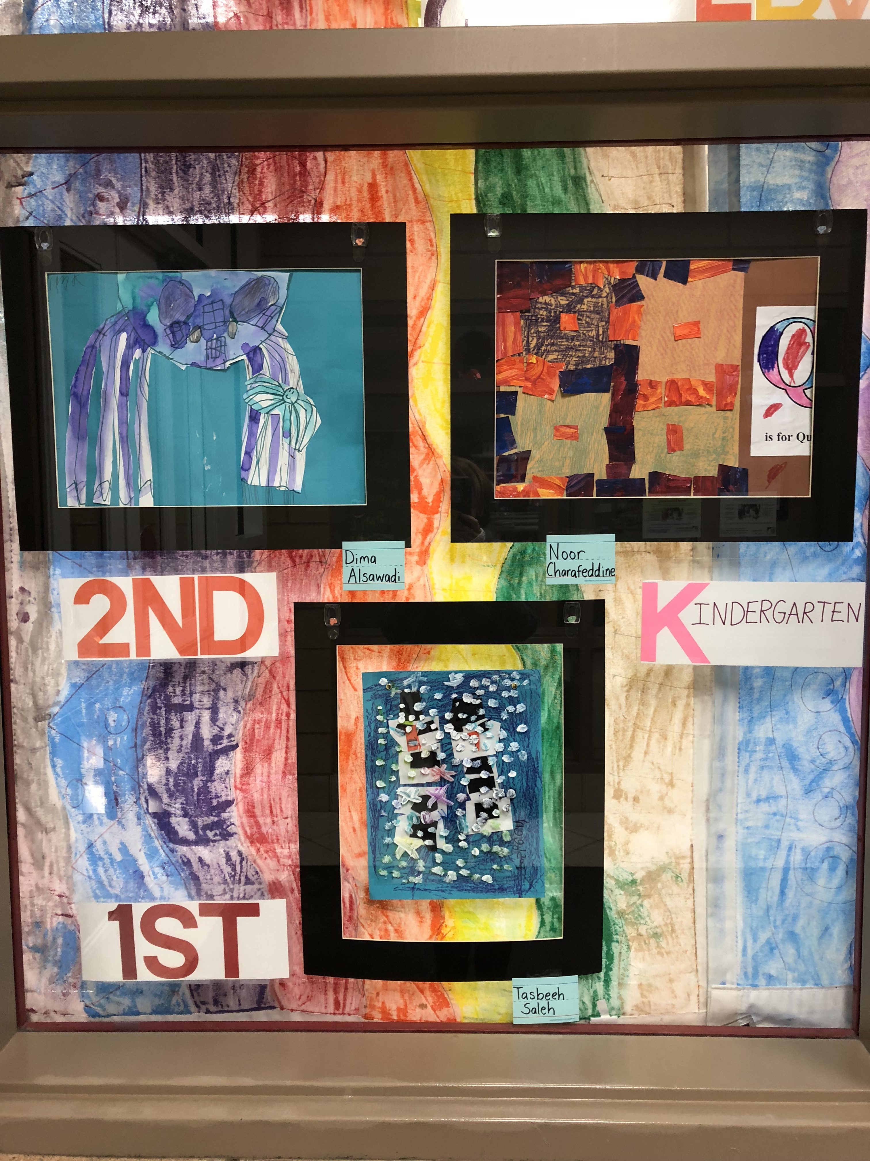 February Gallery of the Month artwork from Kindergarten, 1st Grade, and 2nd grade