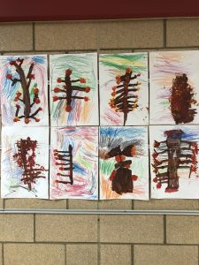 paintings of trees made by young 5 students
