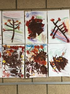 paintings of trees made by young 5 students