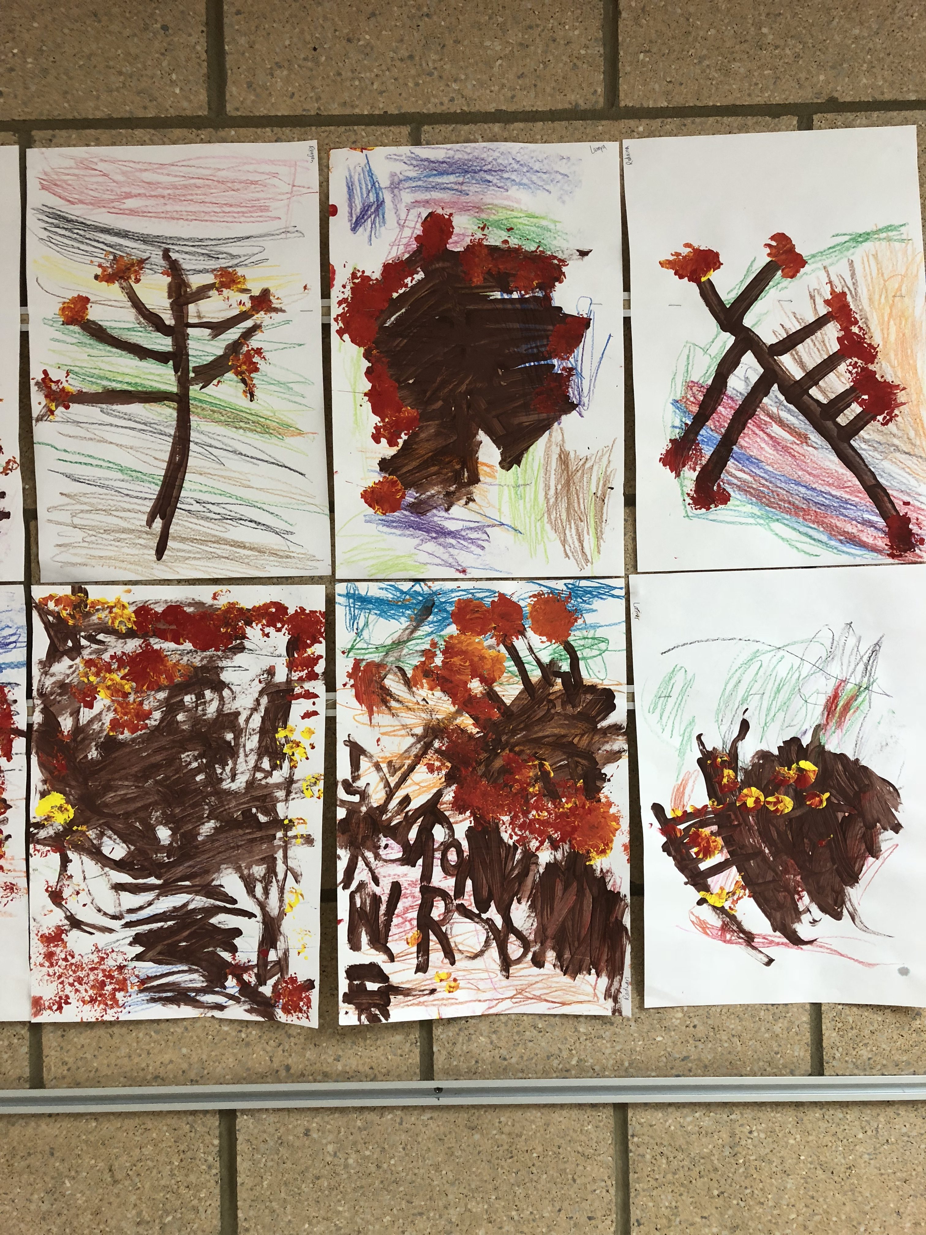 paintings of trees made by young 5 students