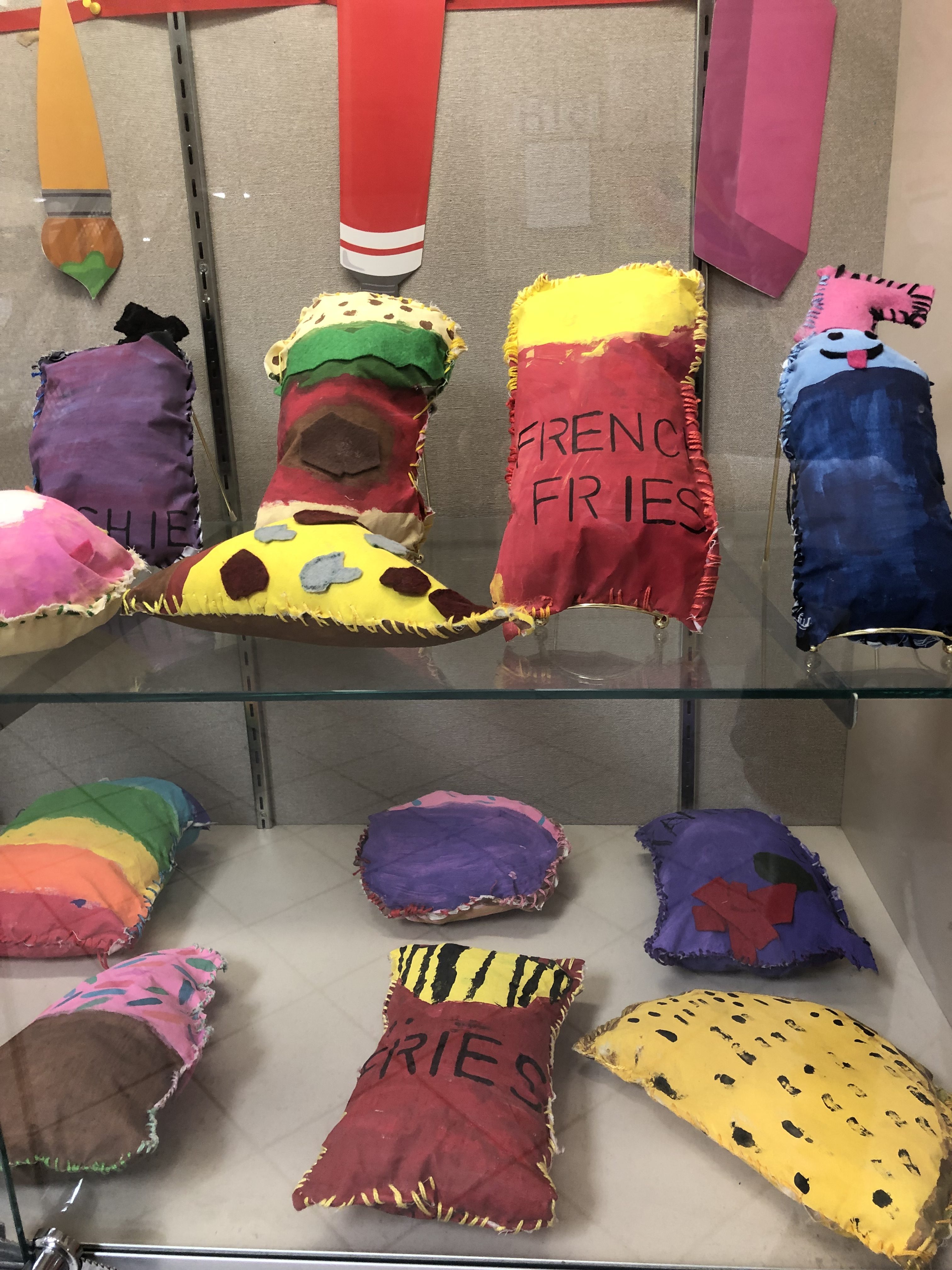 soft sculpture food pillows made by 5th grade students