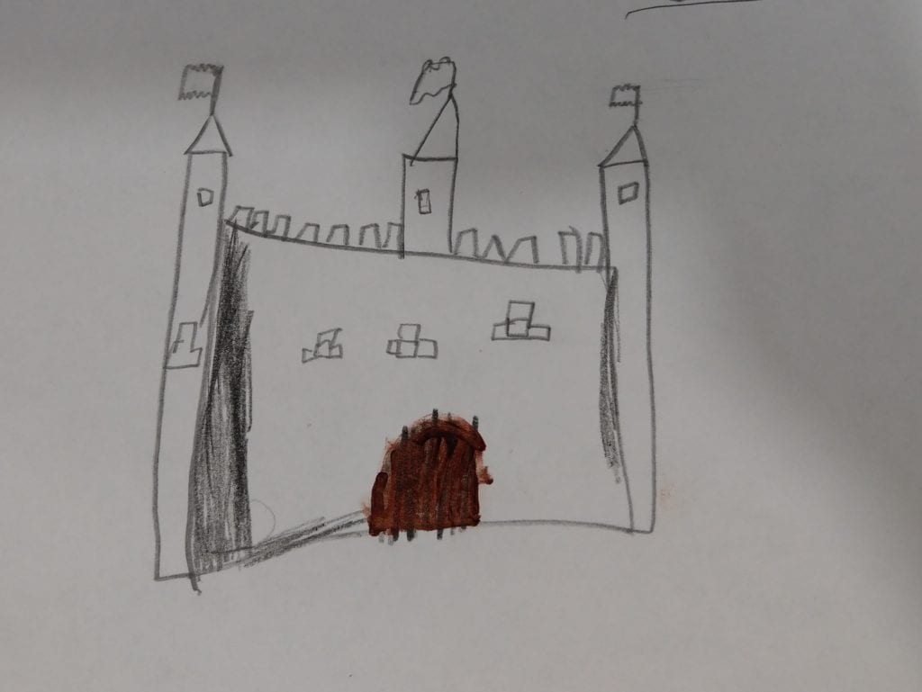 drawing of a castle by a first grade student