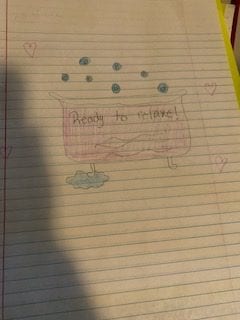 drawing of a bathtub with bubbles