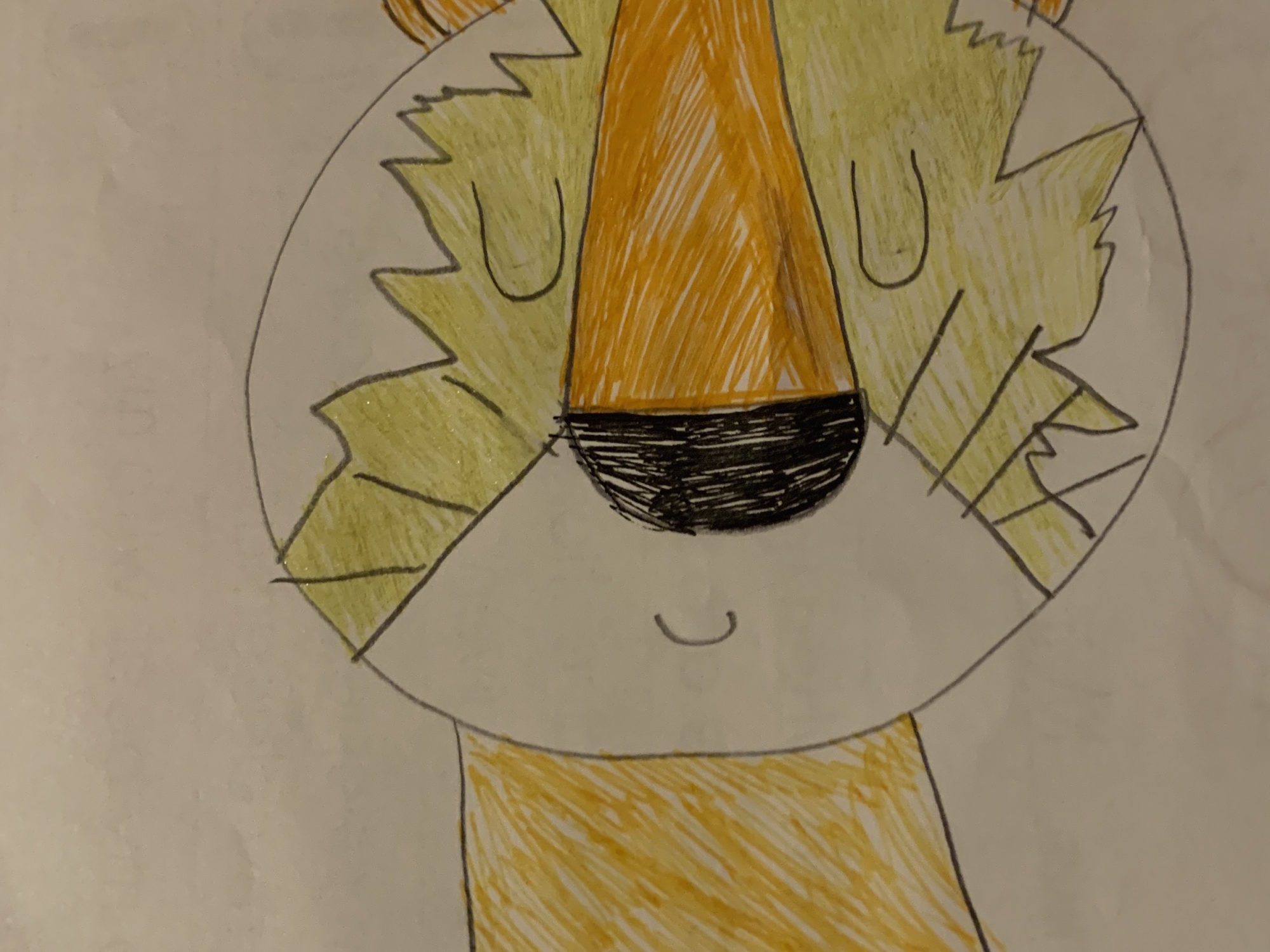 drawing of a tiger face with eyes closed