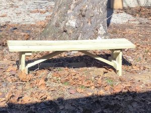 Hand made wooden flat-top bench