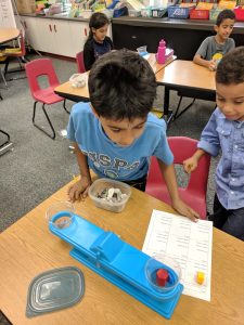 Students using a balance