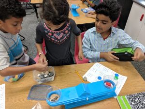 Students using a balance