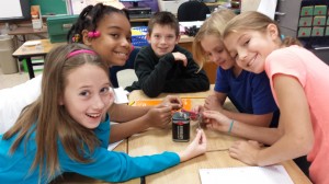 Mrs. Chase's class making an electromagnet!
