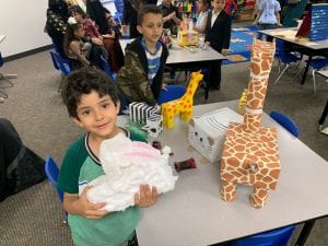 kindergarteners showing STEAM project