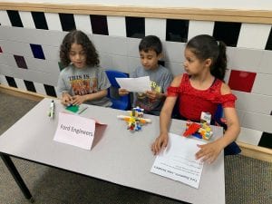 first graders explain their lego projects