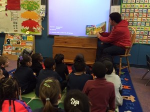 George reading during "March is reading month" to my class in Hamtramck
