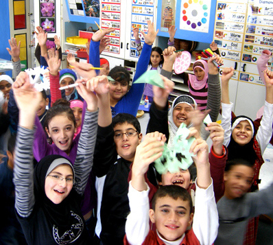 Fifth graders cheering
