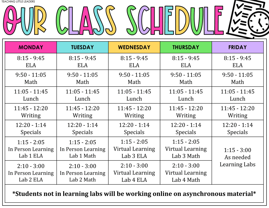 Schedule | Ms. Hankard's Third Grade