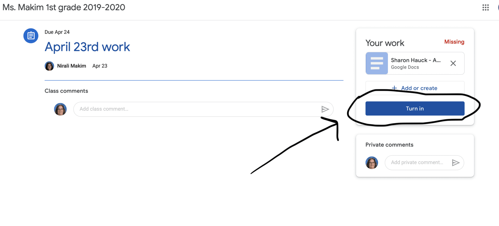 Mrs. Hauck's First Grade Class Monday, April 27, 2020