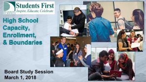 Picture showing the first slide of a presentation given to the Board of Education on March 1, 2018