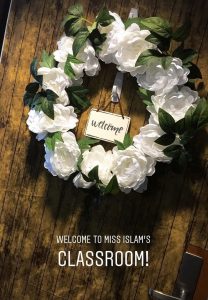 Picture of Miss Islam's classroom door