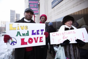 Protesters Demonstrate Outside Detroit Debating State's Gay Marriage Case