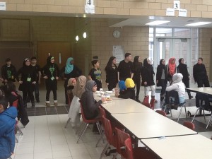 Dancers surprising students