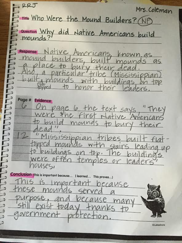 Sample Reading Response Journal Page Mrs Coleman s Blog