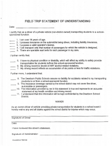 Field Trip Statement of Understanding