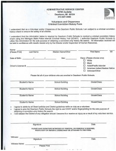 Volunteers and Chaperone Criminal Conviction History Form