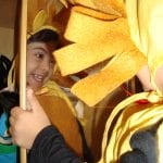 Student looking in mirror