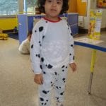 Student dressed as a dog for halloween