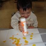Student using a bingo marker