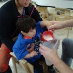 Student making pudding