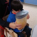 Student making pudding