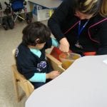 Student making pudding