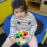 student playing