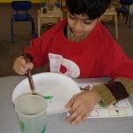student painting