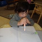 student writing