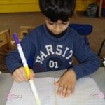student writing