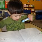 student writing