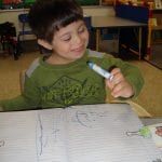 student writing