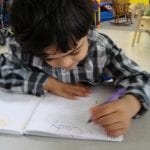 student writing