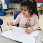 student writing