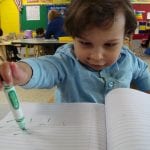 student writing