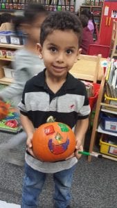 We painted 2D shapes on pumpkins!