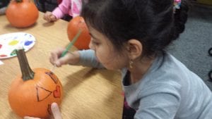 We painted 2D shapes on pumpkins!