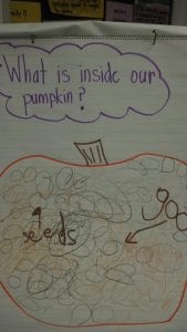 Here is what we found was inside of the pumpkin. The children labeled what they found. 