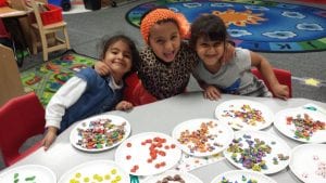 We are sorting different shaped erasers!