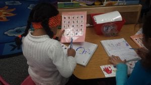 We are using our ABC chart to help with writing.