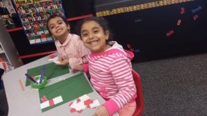 We used squares and rectangles to make candy canes! we recorded the number of squares and rectangles we used.