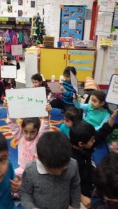 We used our white boards to practice writing -at family words as we blended the onset and the rime!