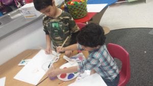 We had our end of the month reward party! We voted on having a painting party!